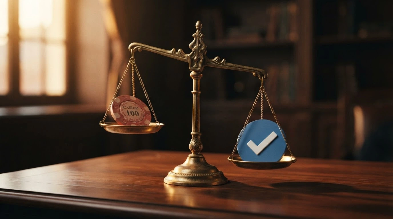Una bilancia a due piatti: sul piatto di sinistra una moneta da 1 euro, sul piatto di destra uno scudo con il logo ADM e la scritta «Tutela» — la bilancia pende a destra