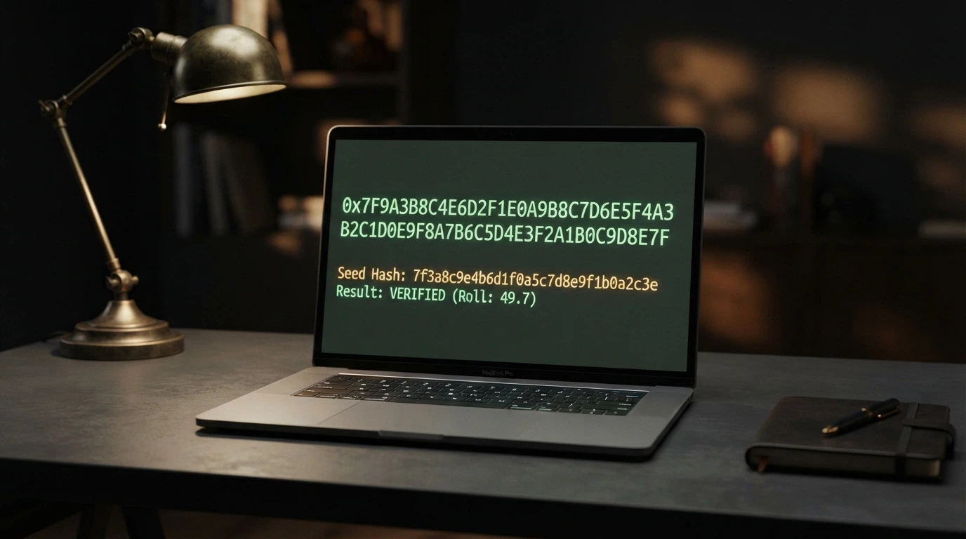 Una stringa di hash crittografico visualizzata sullo schermo di un computer portatile