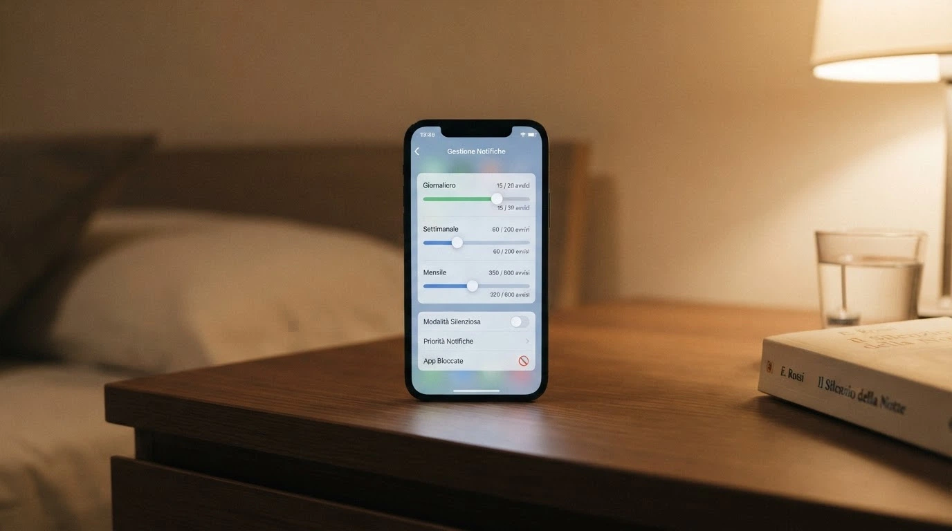 La schermata dei limiti di deposito in un'app casinò ADM, con slider per limite giornaliero, settimanale e mensile