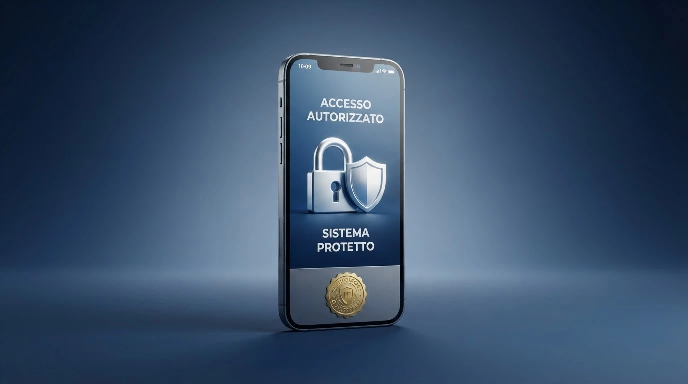 Il logo ufficiale ADM accanto a uno smartphone che mostra il registro delle concessioni, con un lucchetto verde