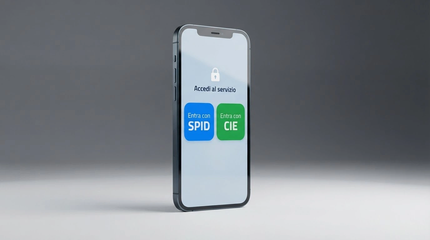 Un'interfaccia di login con i pulsanti «Entra con SPID» e «Entra con CIE» affiancati su un sito di casinò ADM