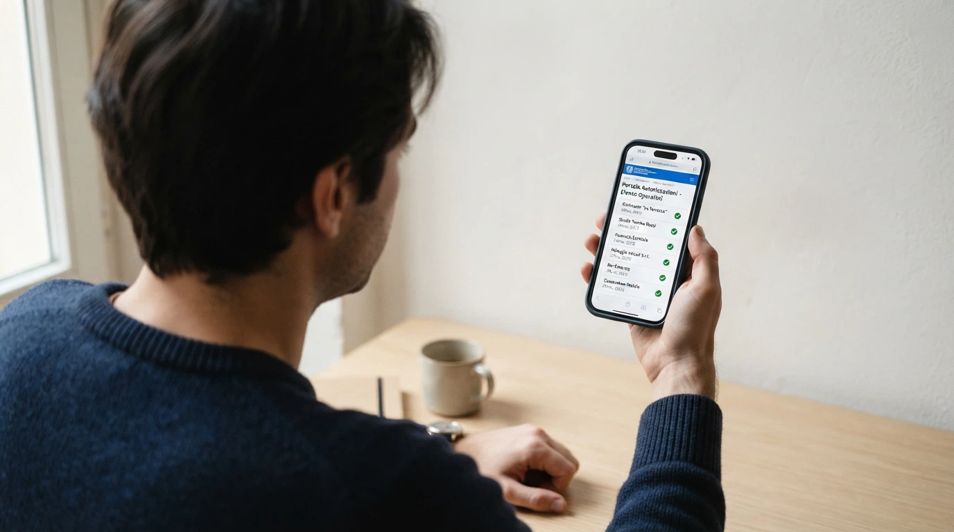 Un giocatore che controlla il sito ADM sul proprio telefono prima di registrarsi a un casinò online