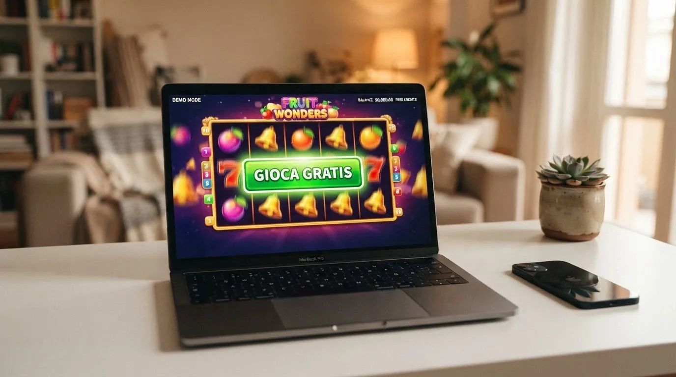 L'interfaccia di una slot BTG in modalità demo con il saldo in crediti virtuali e il pulsante «Gioca gratis» evidenziato